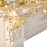 Indoor Christmas Decorations, Festive Lighted Berry Beaded Garland